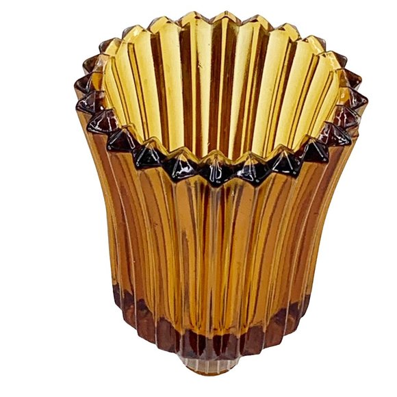 3 Homco Peg Votive Cup Candle Holder Amber Glass Ribbed Autumn Fall Home Decor - Picture 3 of 10